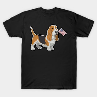 American Flag Basset Hound Dog Love T-Shirt